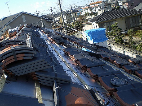 愛知県岡崎市　無垢材/自然素材の材料を使った古民家再生現場　北野瓦店